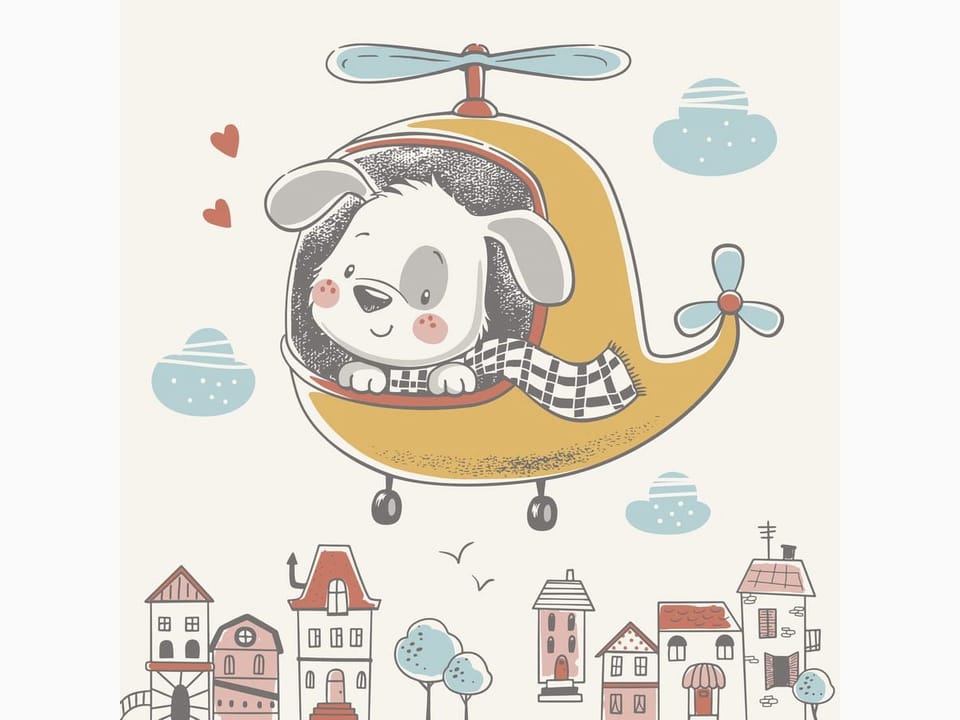 Fototapeta Pies w helikopterze z szalikiem