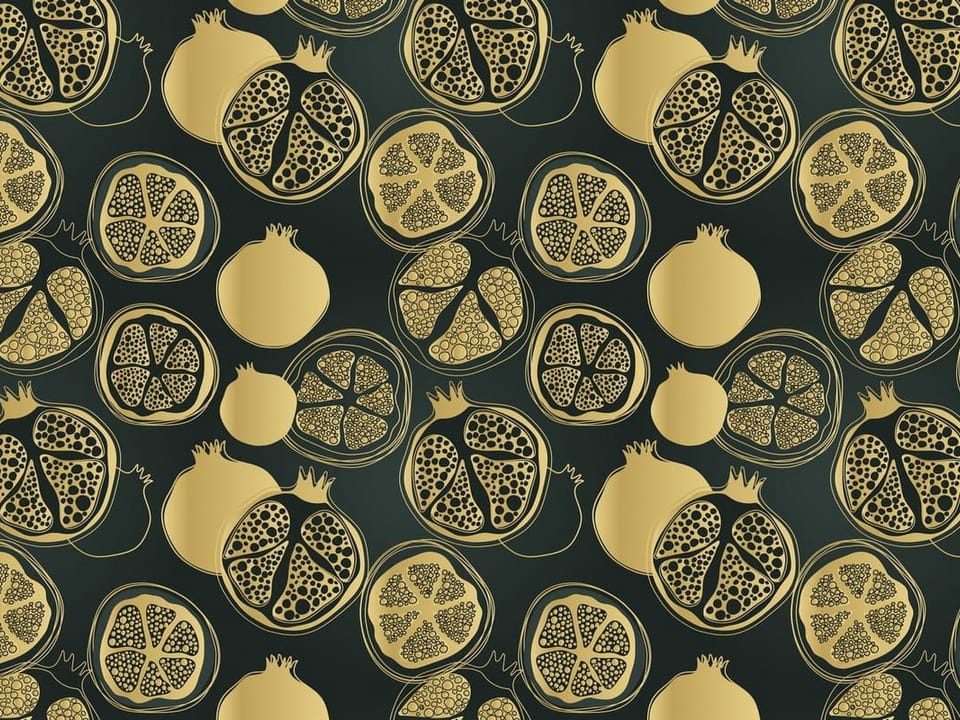 Fototapeta Złote granaty na ciemnym tle