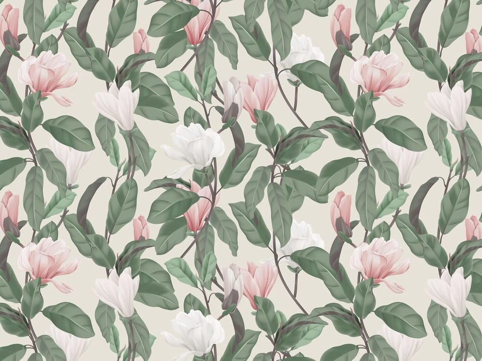 Fototapeta Magnolie na gałęziach z liśćmi