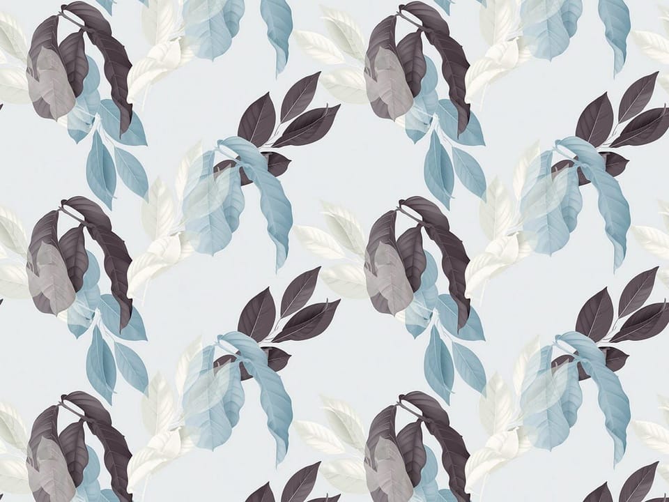 Fototapeta Wzór z liśćmi w odcieniach niebieskiego
