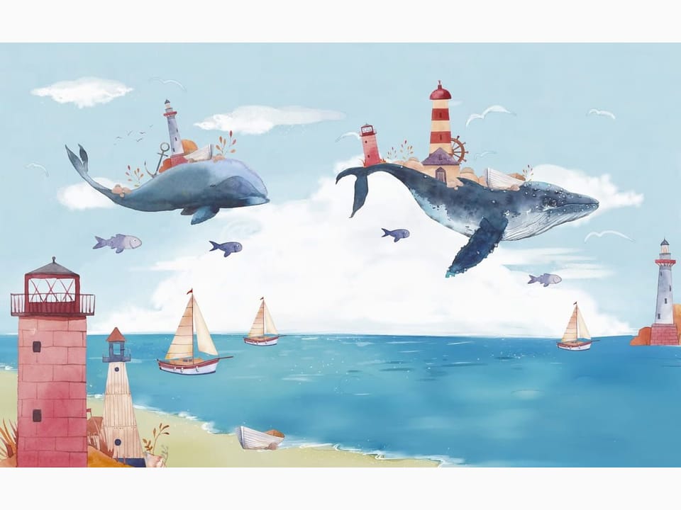 Fototapeta Latające wieloryby z latarniami