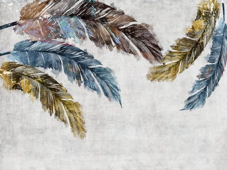 Fototapeta Kolorowe pióra na jasnym tle