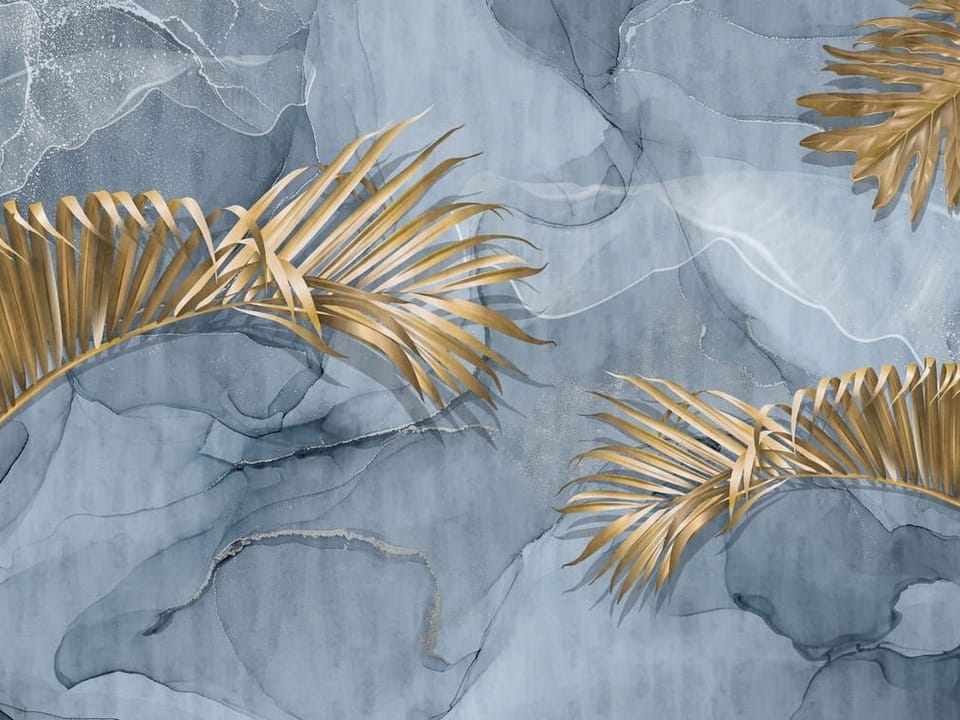 Fototapeta Złote Liście Palmowe na Abstrakcji