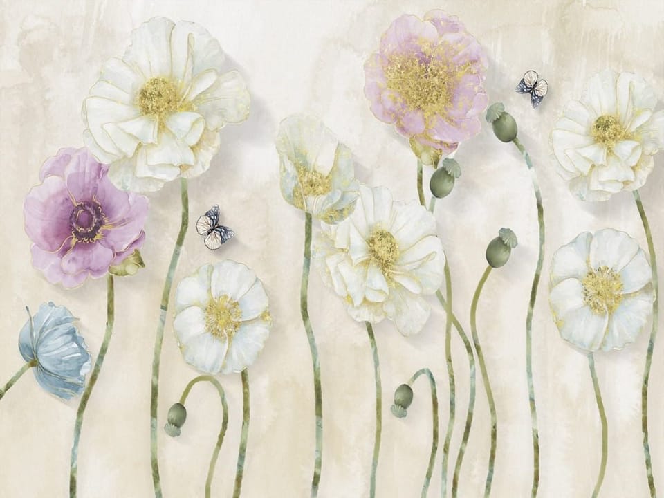 Fototapeta Kolorowe kwiaty na łodygach