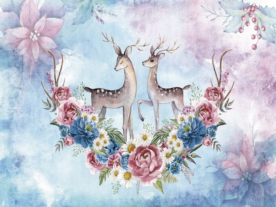 Fototapeta Jelenie wśród kwiatów