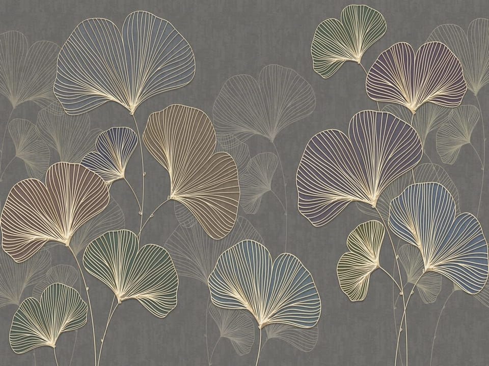 Fototapeta Abstrakcyjne liście na szarym tle