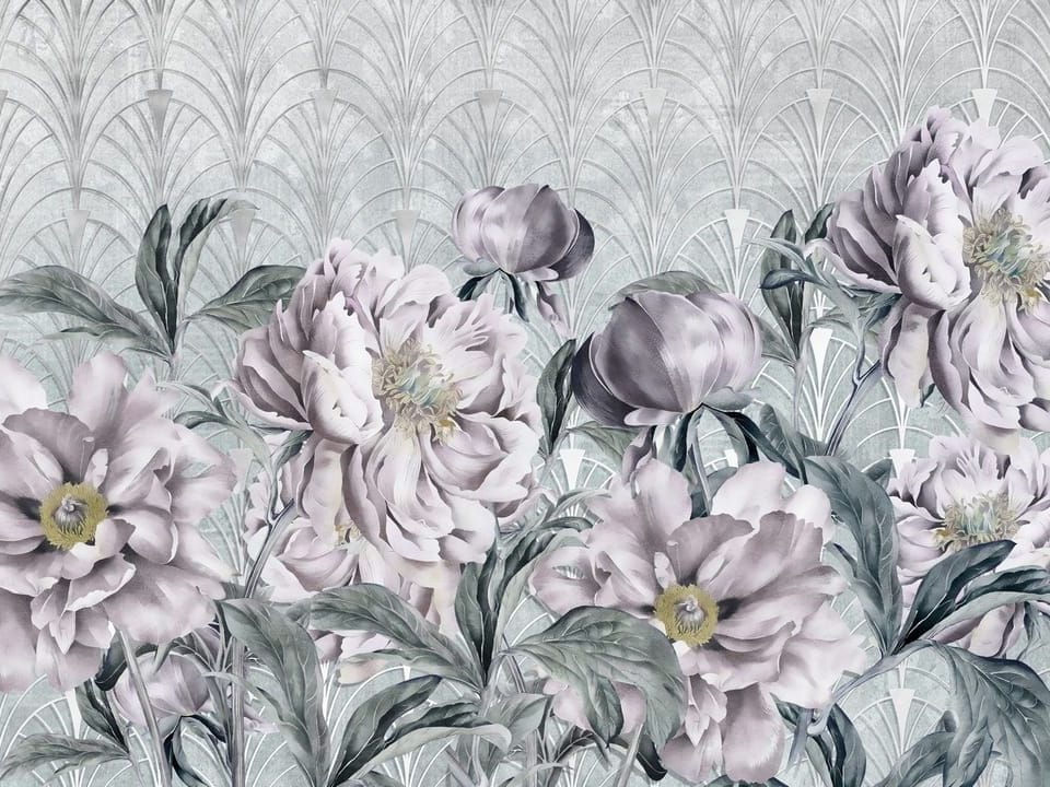 Fototapeta Piwonie na geometrycznym tle