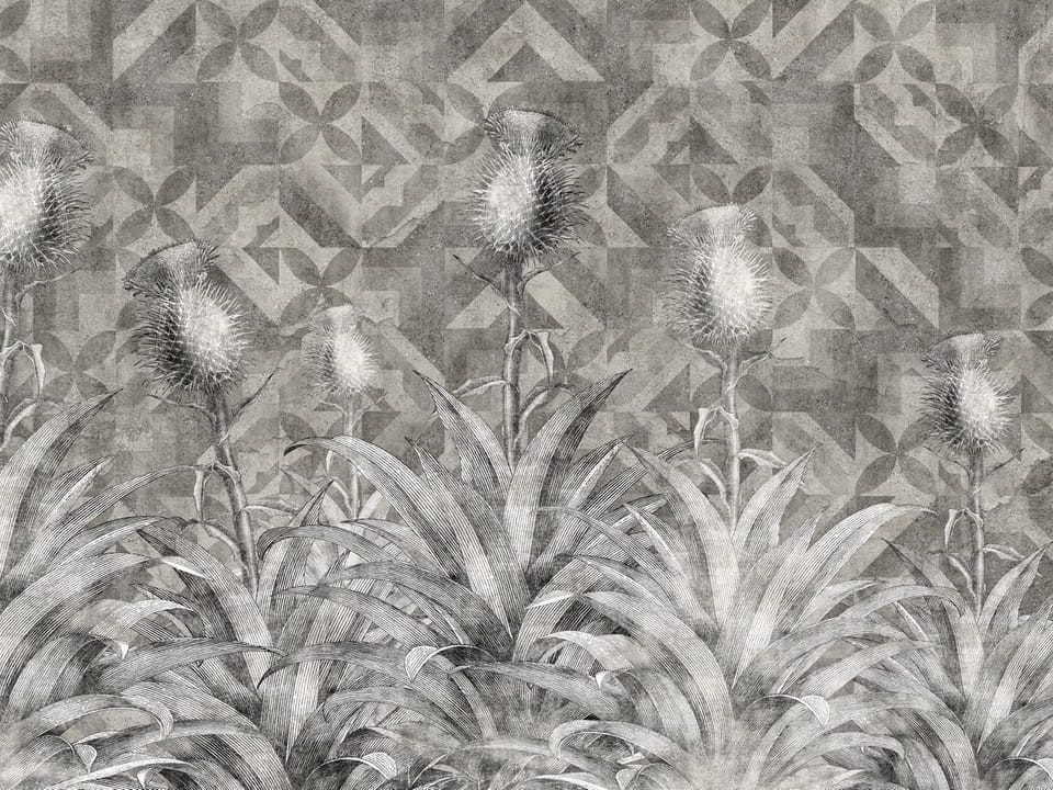 Fototapeta Kwiatowe Murale z Geometrycznym Tłem