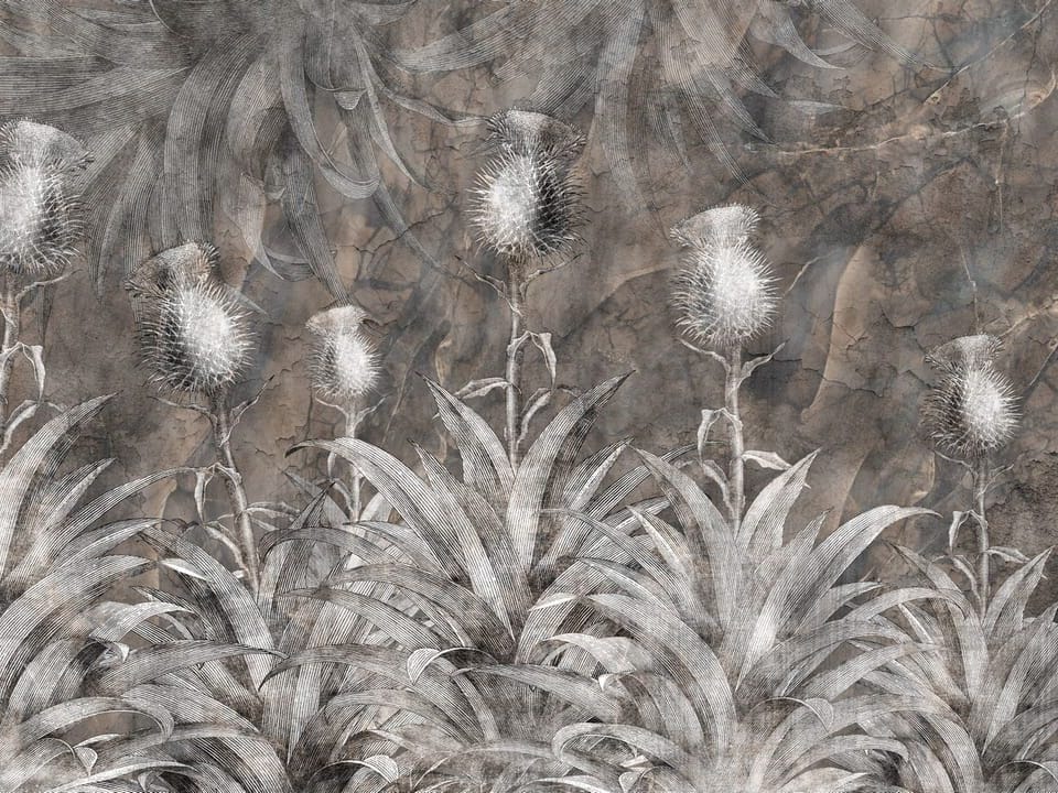 Fototapeta Kwiatowe Murale z Dużymi Liśćmi