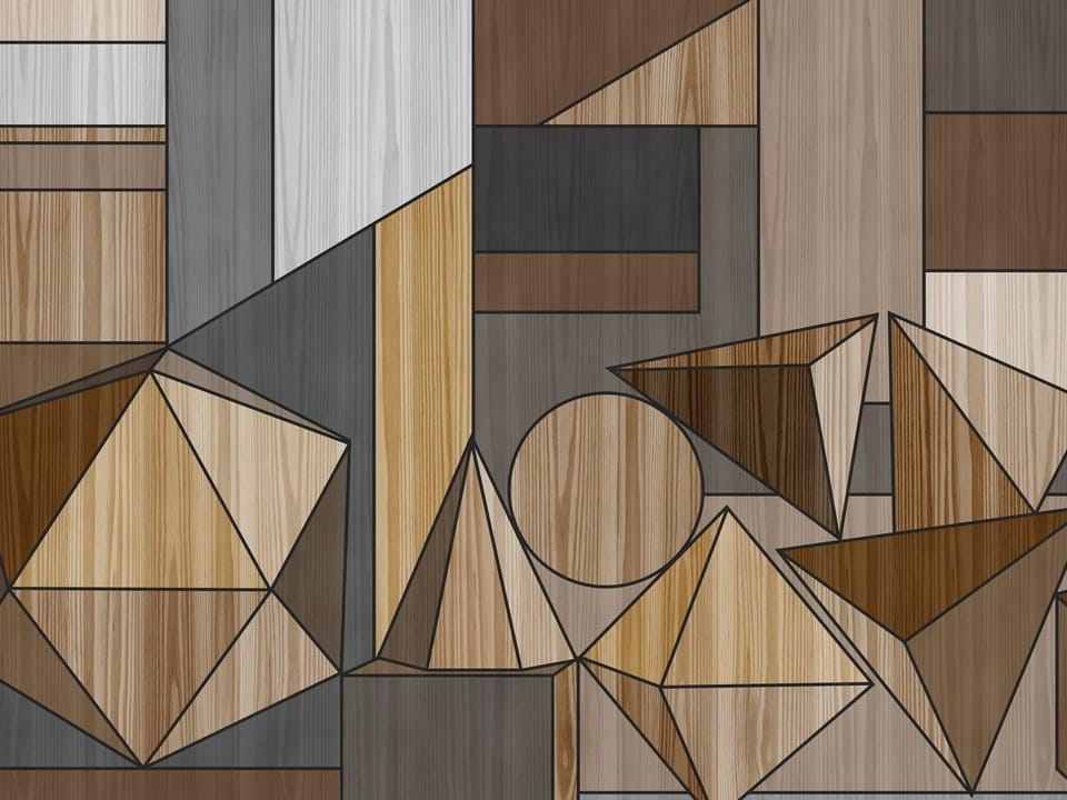 Fototapeta Geometryczne kształty z drewnianą teksturą