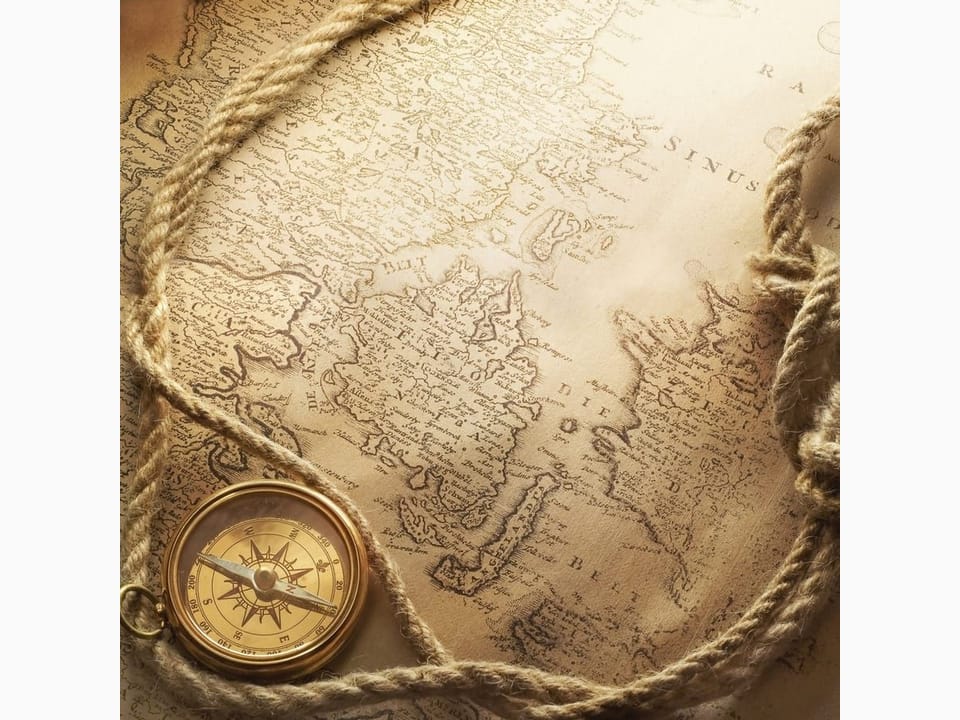 Fototapeta Kompas na starej mapie