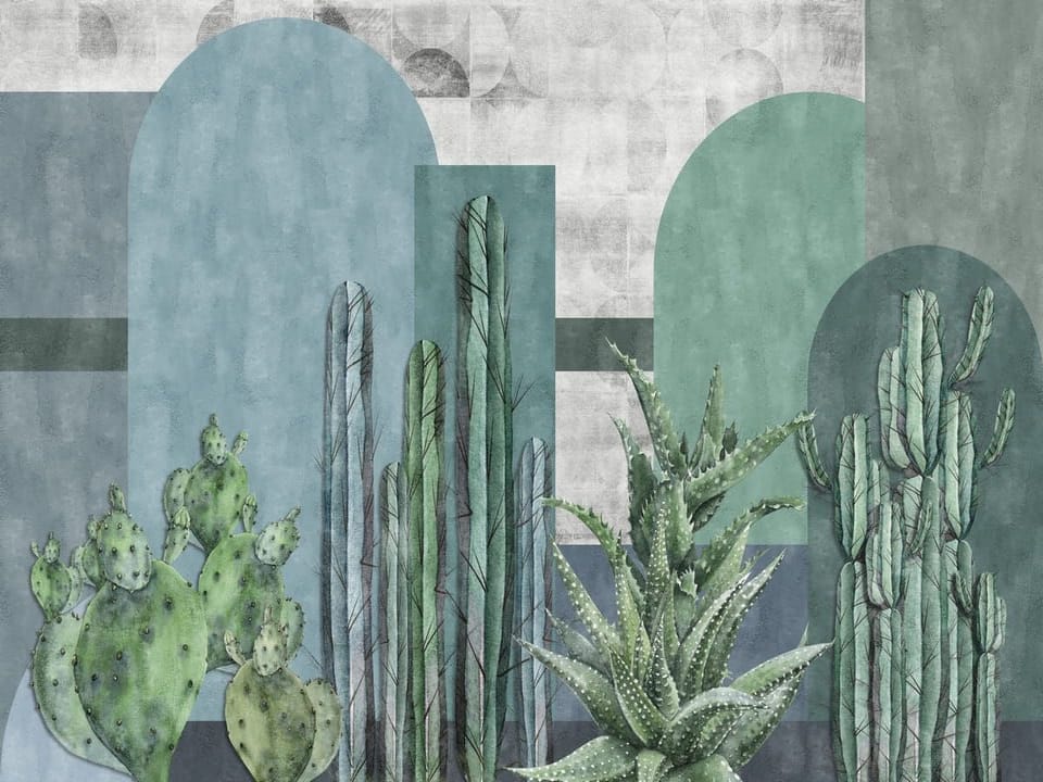 Fototapeta Kaktusy na geometrycznym tle
