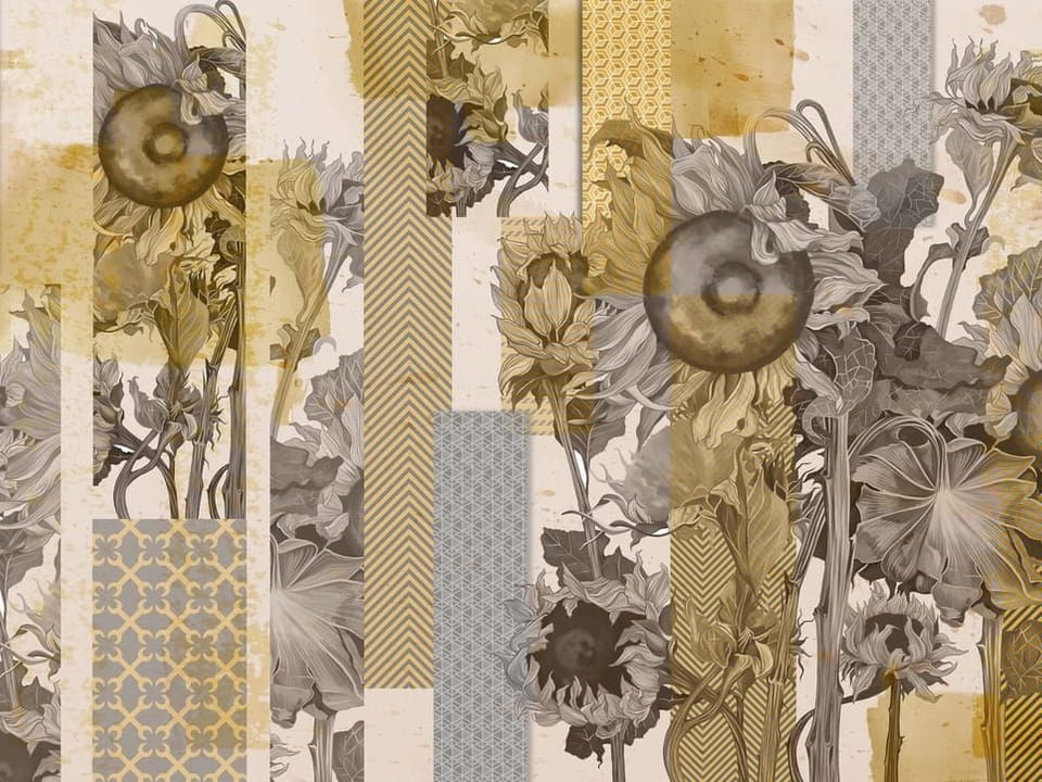 Fototapeta Słoneczniki i geometryczne wzory