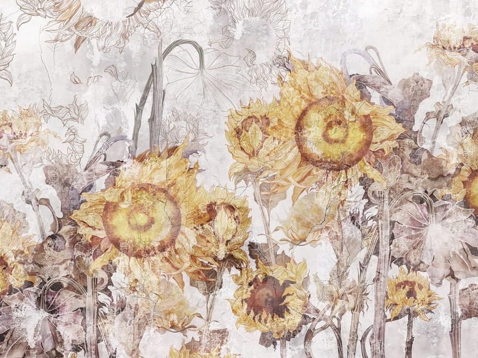 Fototapeta Słoneczniki na tle abstrakcyjnym