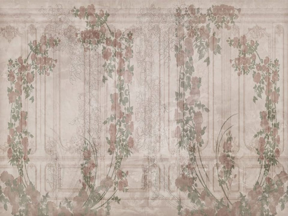 Fototapeta Kwiatowe Pnącza na Jasnym Tle