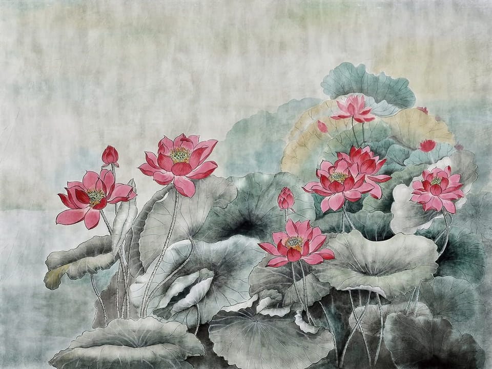 Fototapeta Kwiaty lotosu i zielone liście