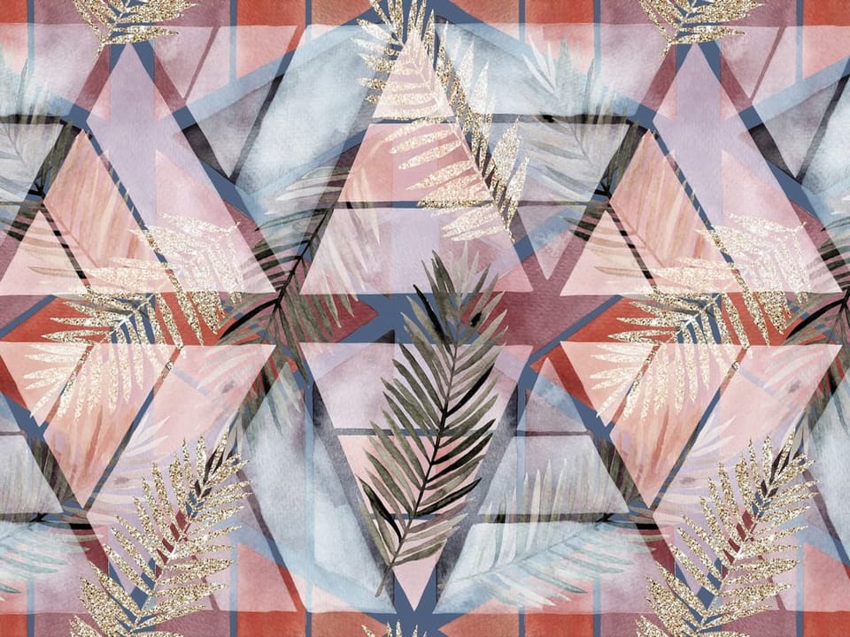 Fototapeta Geometryczne wzory z liśćmi