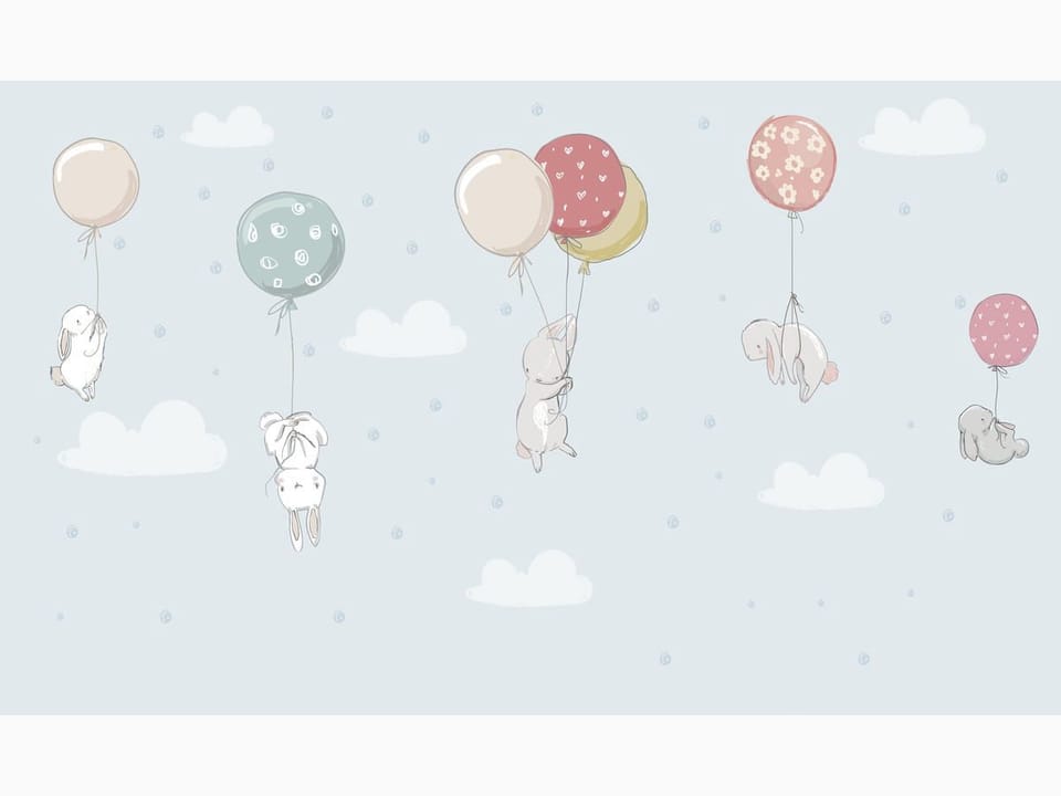 Fototapeta Króliki z Balonami na Niebie