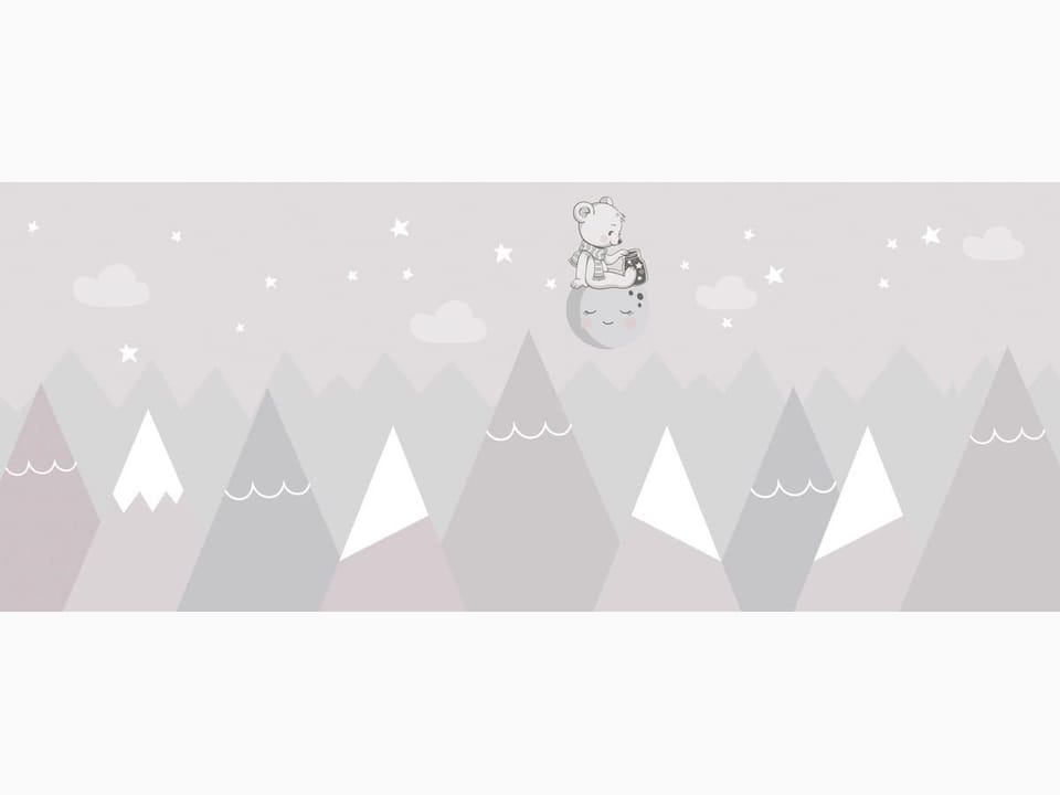 Fototapeta Miś na księżycu wśród gór