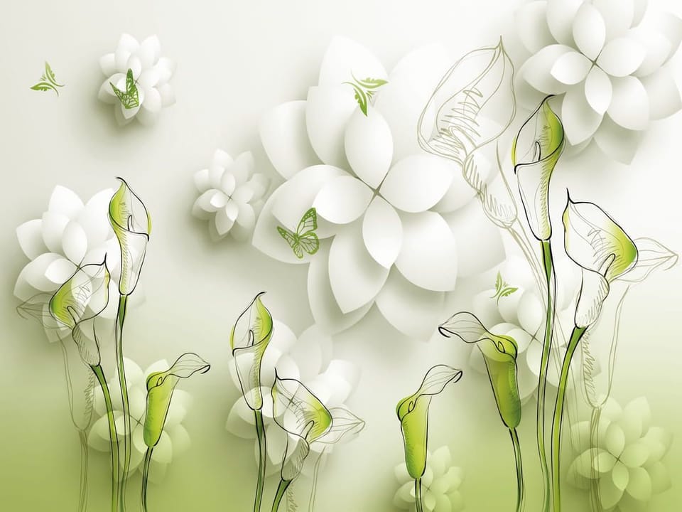 Fototapeta Egzotyczne kalie na zielonym tle