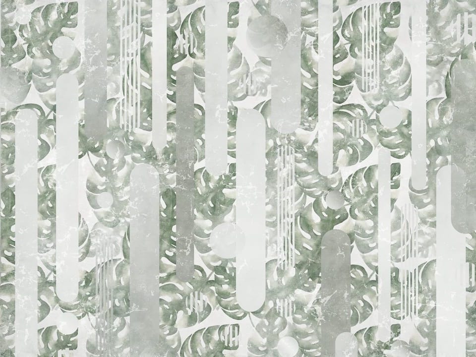 Fototapeta Pionowe pasy z liśćmi monstery