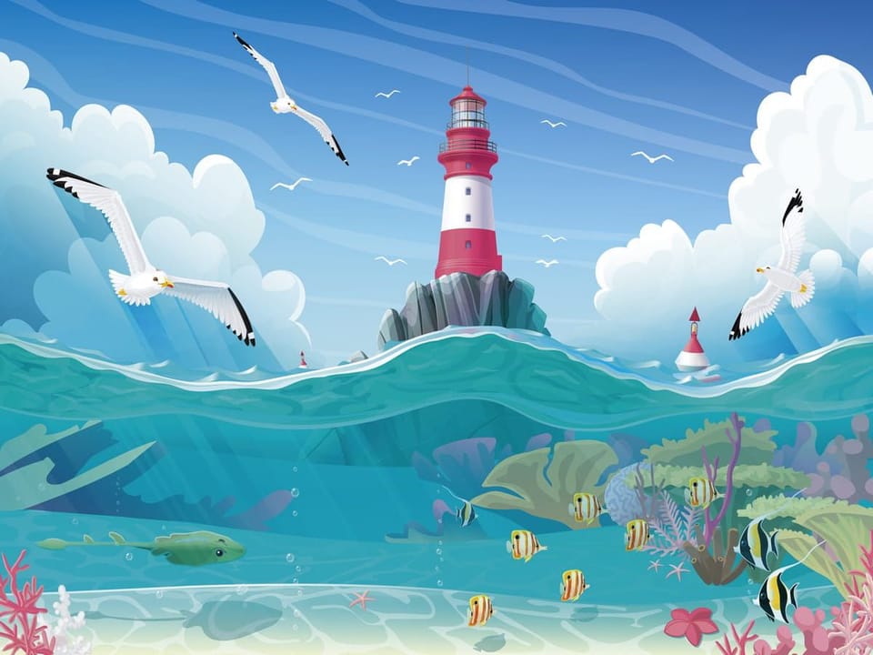 Fototapeta Latarnia morska na skalistym brzegu