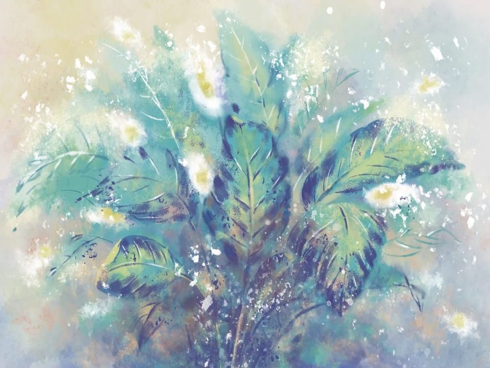 Fototapeta Abstrakcyjne liście i kwiaty