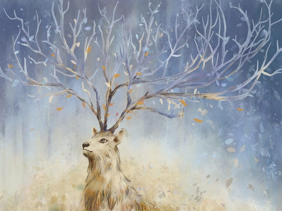 Fototapeta Jeleń z gałęziami jako poroże