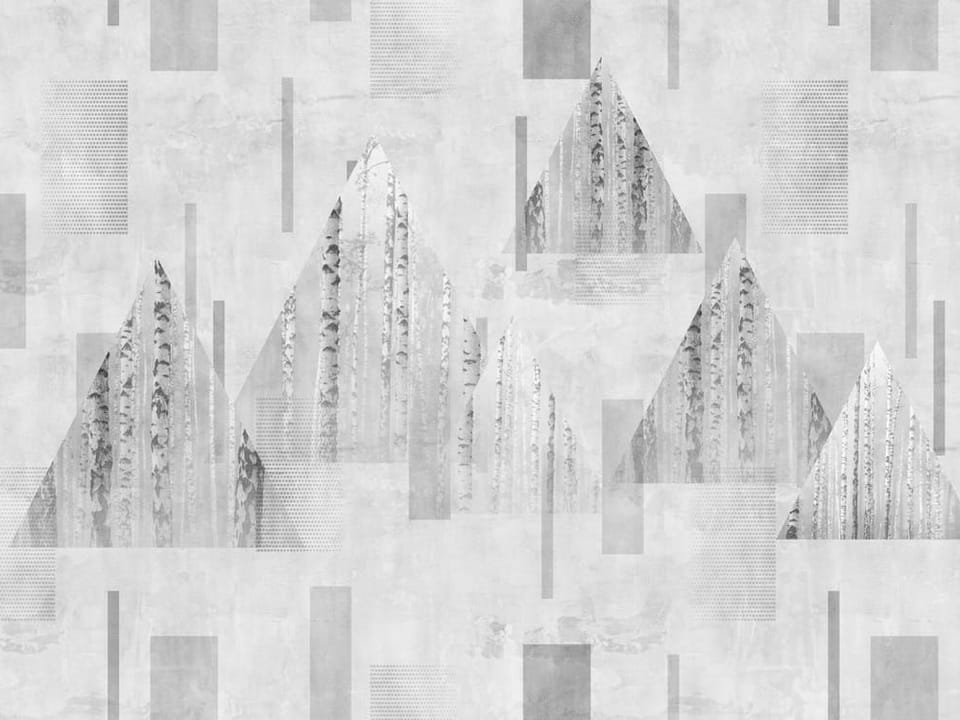 Fototapeta Geometryczne Drzewa na Szarym Tle