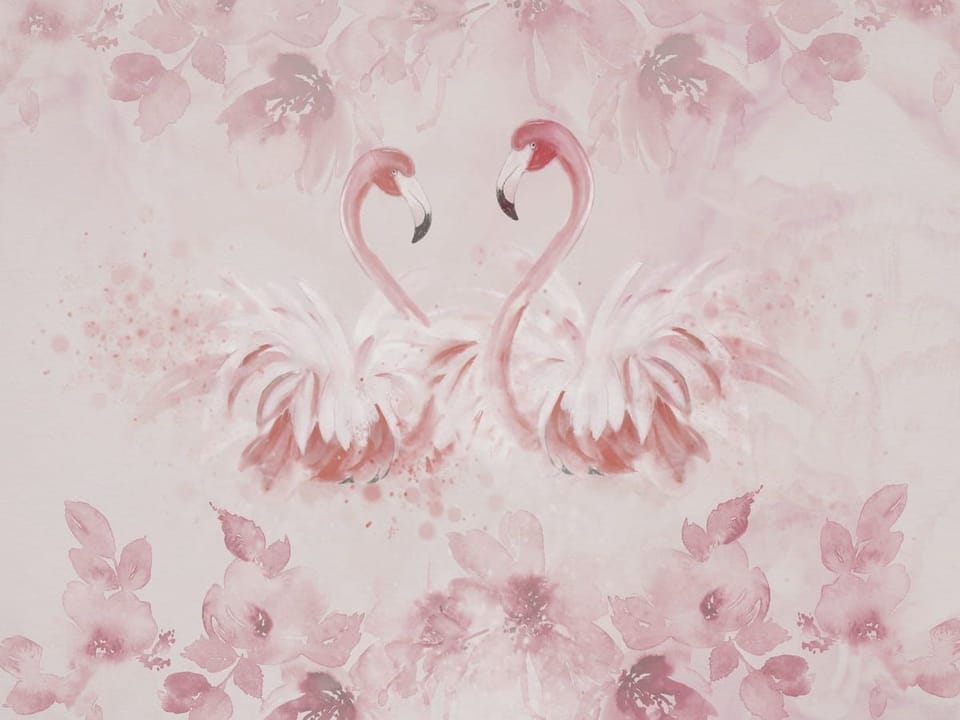 Fototapeta Różowe Flamingi i Kwiatowe Wzory