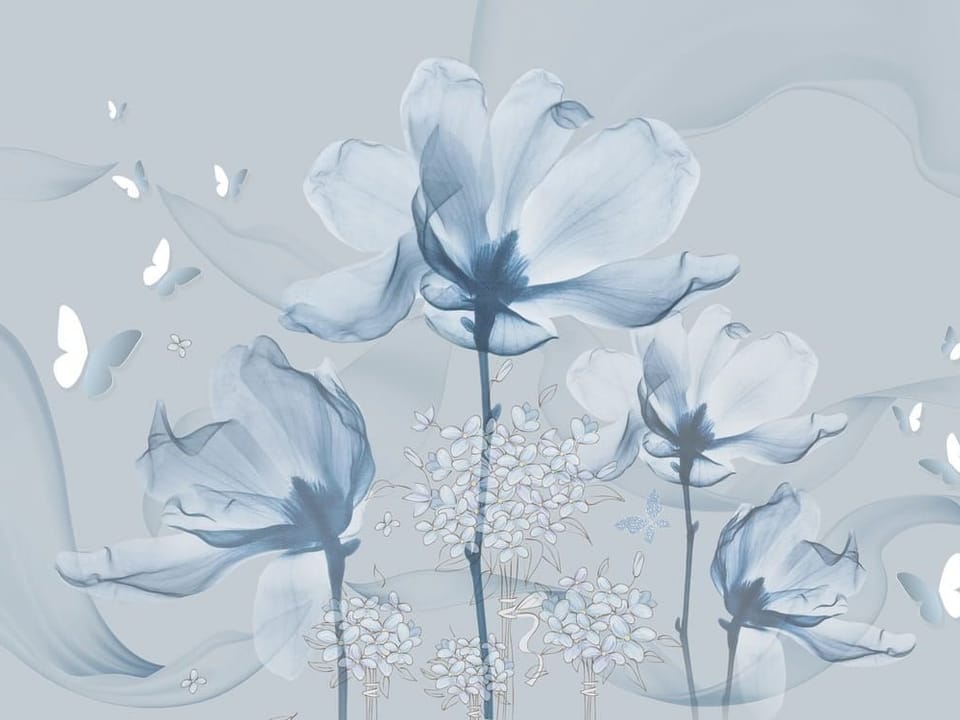 Fototapeta Niebieskie maki na jasnym tle