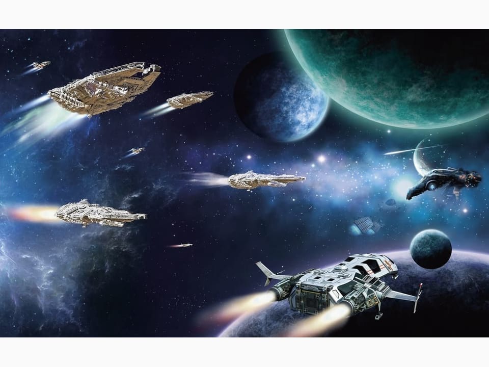 Fototapeta Kosmiczna podróż wśród planet na wymiar