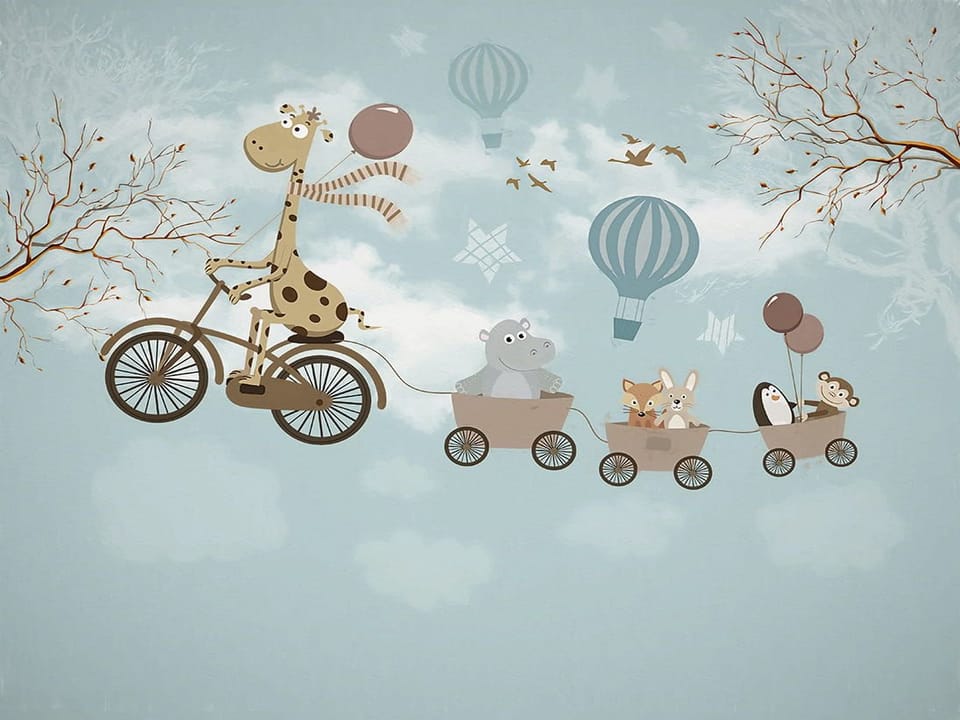 Fototapeta Zwierzęta na rowerach w powietrzu