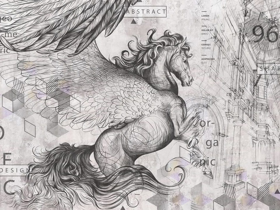 Fototapeta Skrzydlaty koń w antycznym stylu