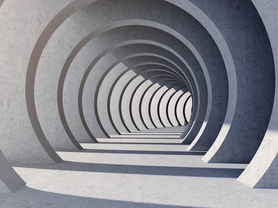 Fototapeta Betonowy tunel z łukami 3D