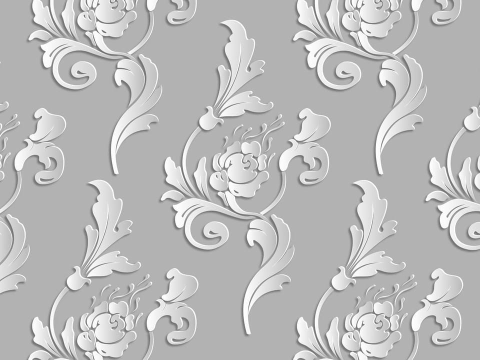 Fototapeta Ornamenty roślinne na szarym tle