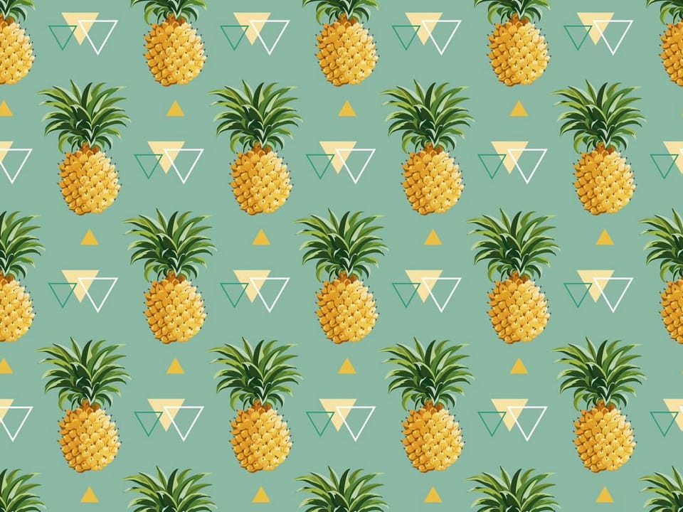 Fototapeta Ananasy i Trójkąty na Zielonym Tle