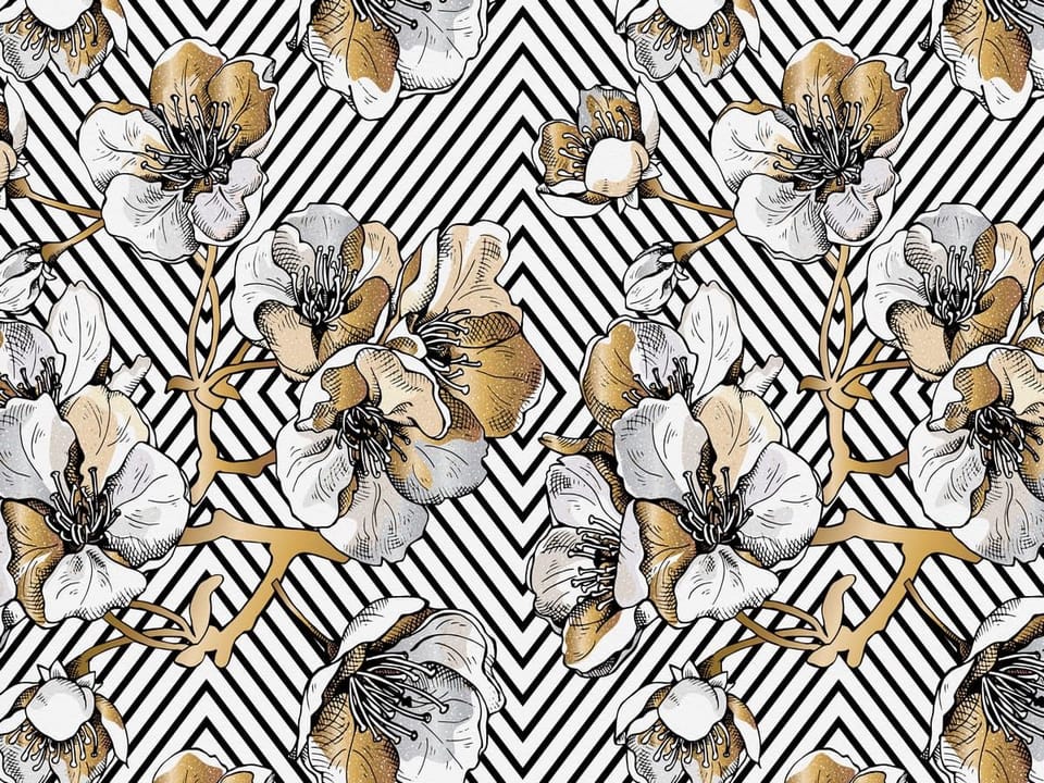 Fototapeta Kwiaty 3D na geometrycznym tle