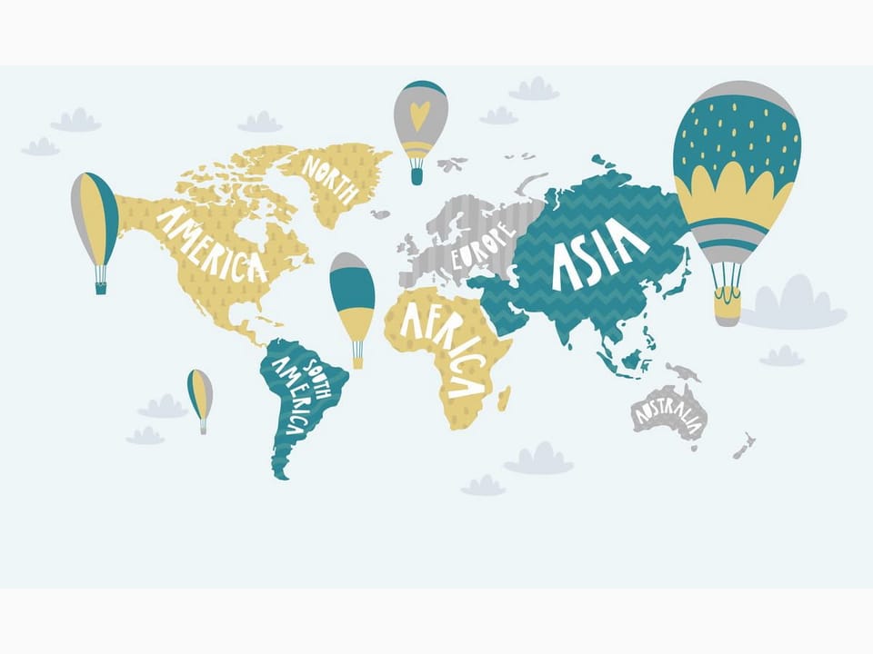 Fototapeta Mapa świata z kontynentami dla dzieci