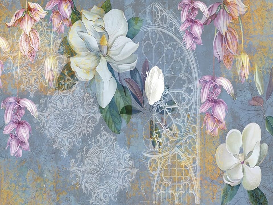 Fototapeta Kwiatowe ornamenty na tle