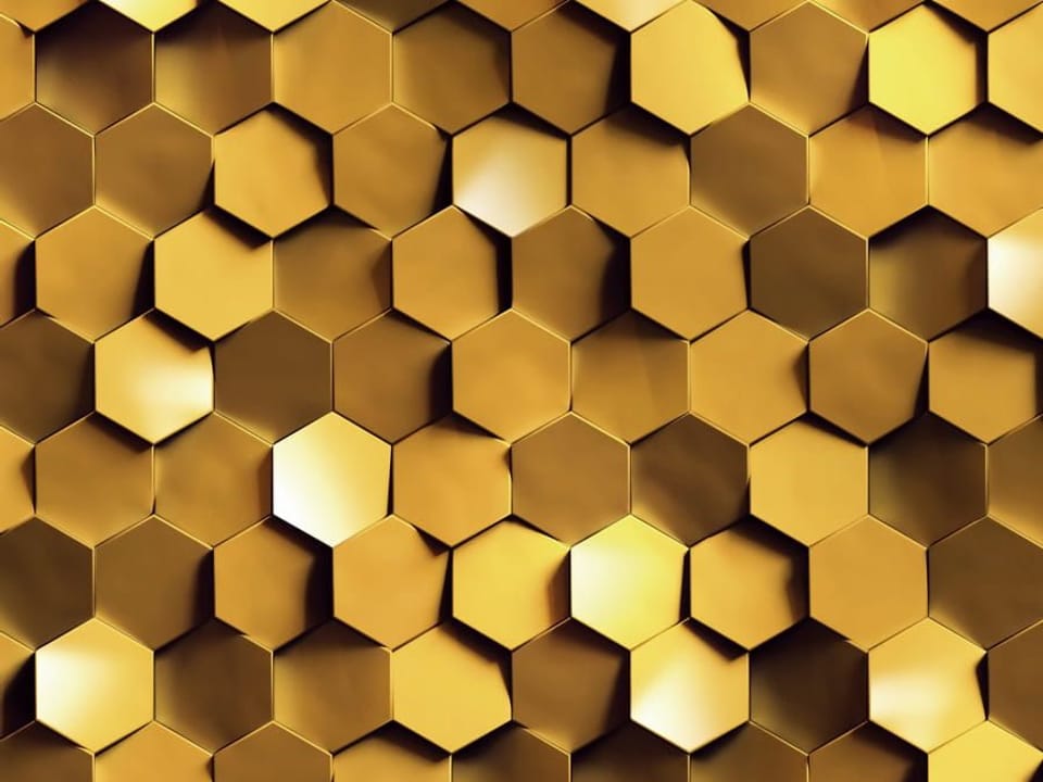 Fototapeta Złote sześciokątne kafelki 3D