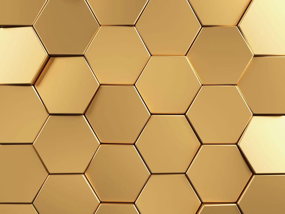 Fototapeta Złote sześciokąty 3D