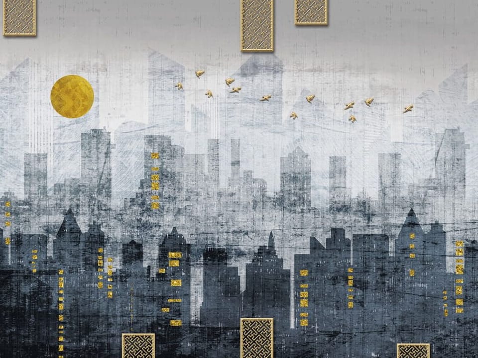 Fototapeta Panorama miasta z wieżowcami