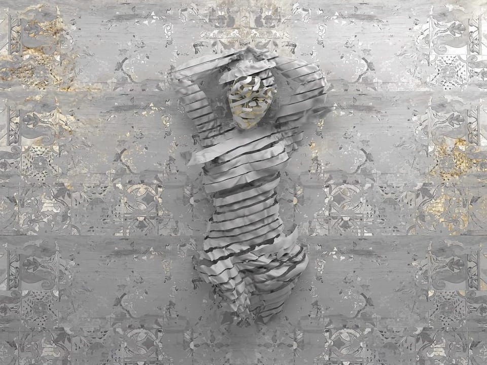 Fototapeta Postać z Pasków na Abstrakcyjnym Tle