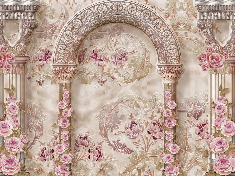 Fototapeta Dekoracyjny łuk z różami