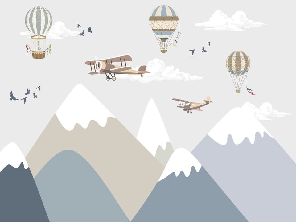 Fototapeta Balony i samoloty nad górami