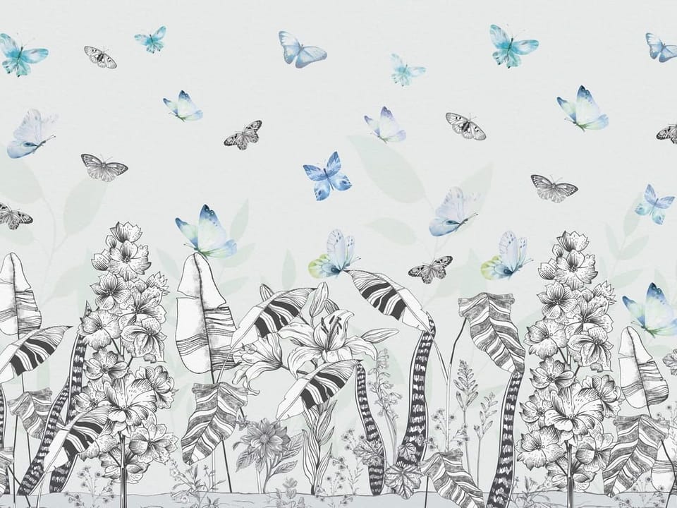 Fototapeta Czarno-białe Kwiaty i Liście