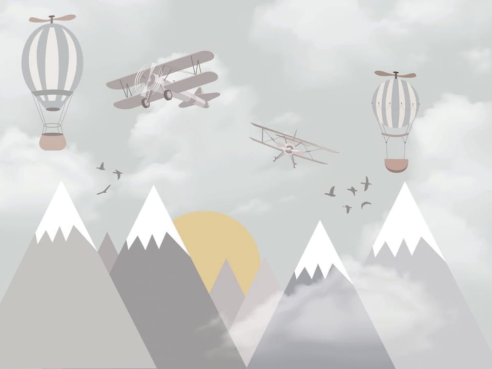 Fototapeta Balony i samoloty nad górami