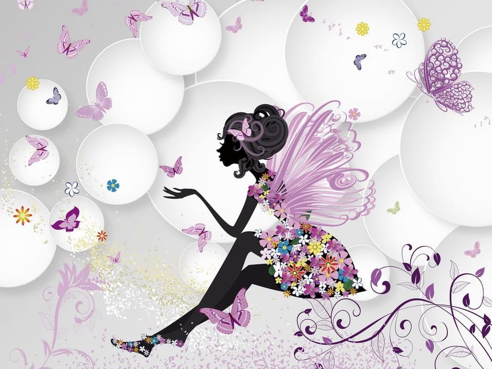 Fototapeta Wróżka z kwiatami i okręgami