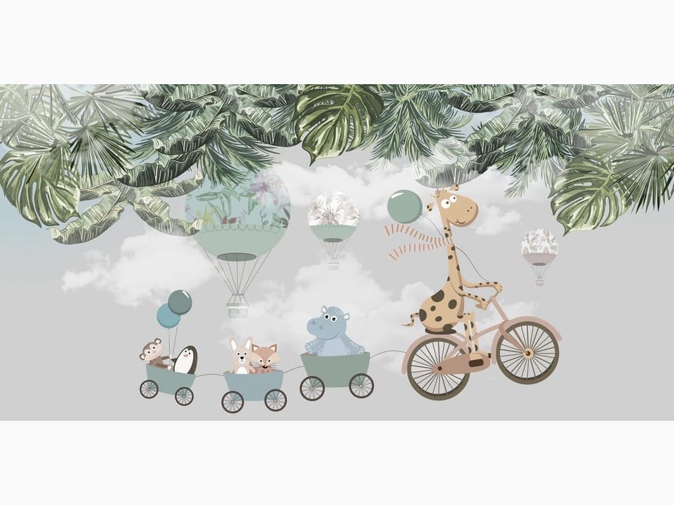 Fototapeta Żyrafa na rowerze z balonem